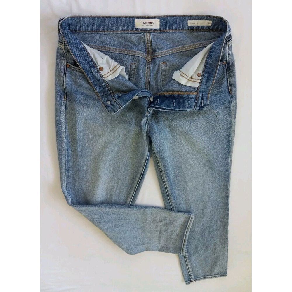 Pacsun Boyfriend Jeans Womens 29 Blue Denim‎ Button Fly Cotton Whisker Mid Rise